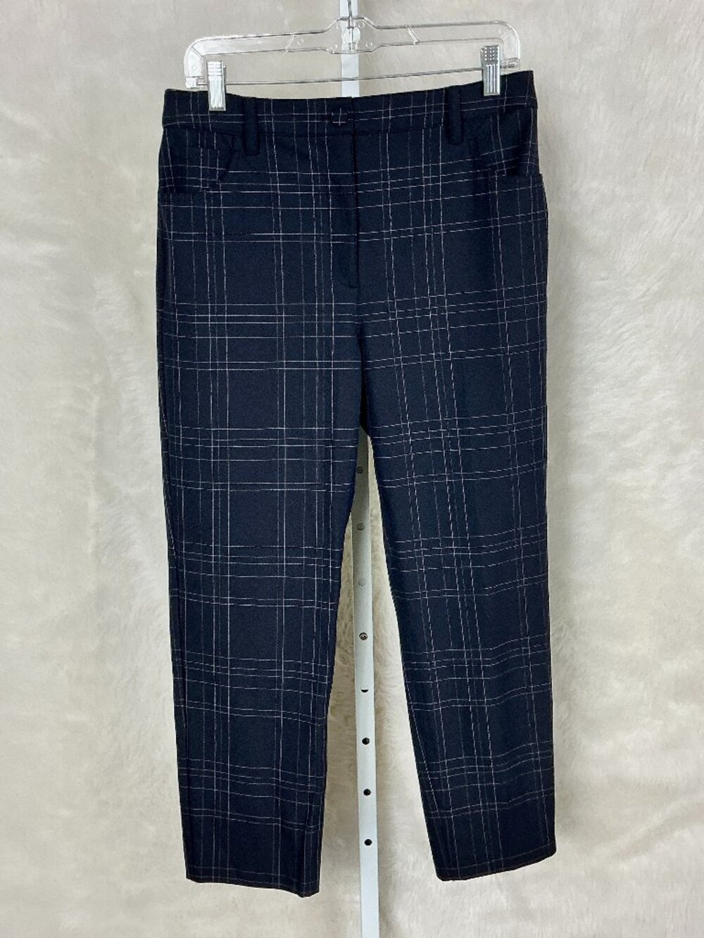 Theory Blue Windowpane Plaid Treeca Dover Tech Slim Fit Cropped Pants 10